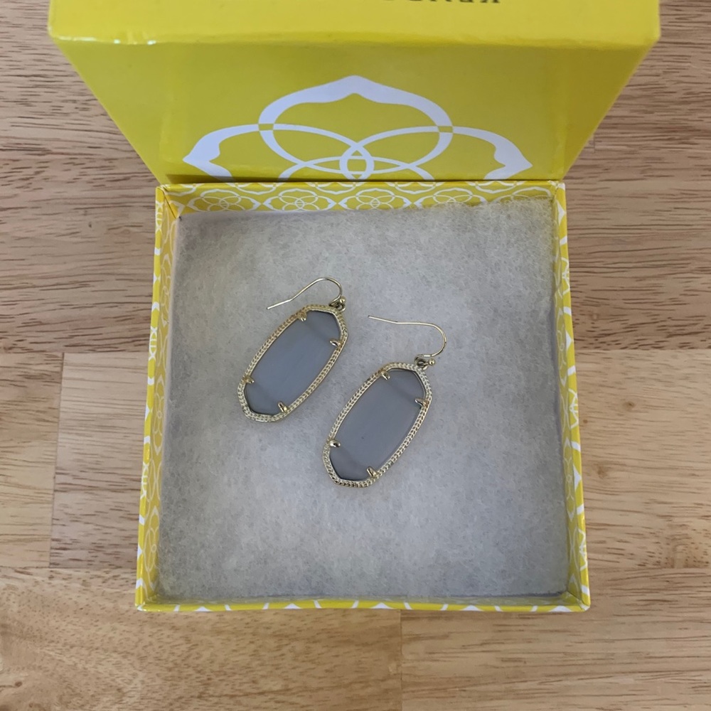 Kendra Scott Elle Gold Earrings Slate Cats Eye